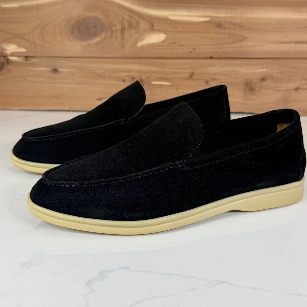 Loro Piana Summer Walk Black Suede Loafers Mens 41/ US 9  Made in Italy Luxury